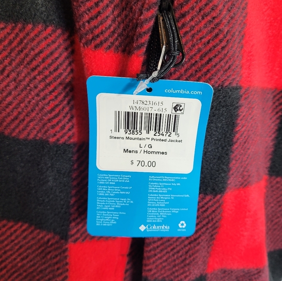 Men's Columbia Steens Mountain Printed Full-Zip Fleece Jacket Bufflo Plaid Print - Picture 4 of 8